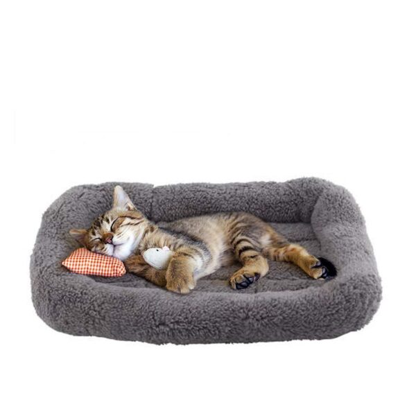 Enjoying Plush Cat Bed Mat 10" x 15" Pet Cushion with Pillow Around for Puppy Curling Sleep Cat Pad