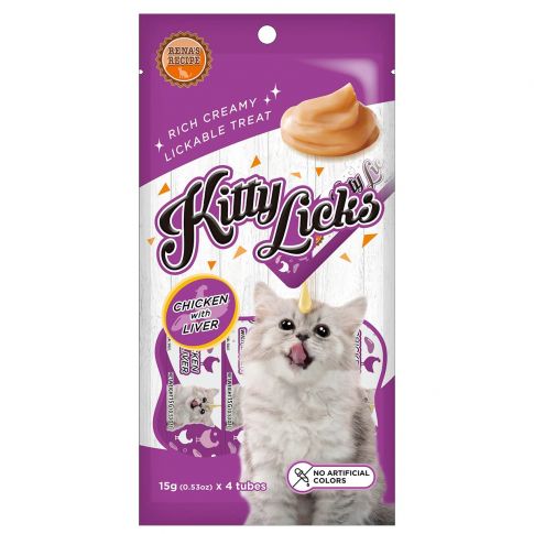 Kitty Licks Chicken Liver Cat Treat - 15g x 30 tubes